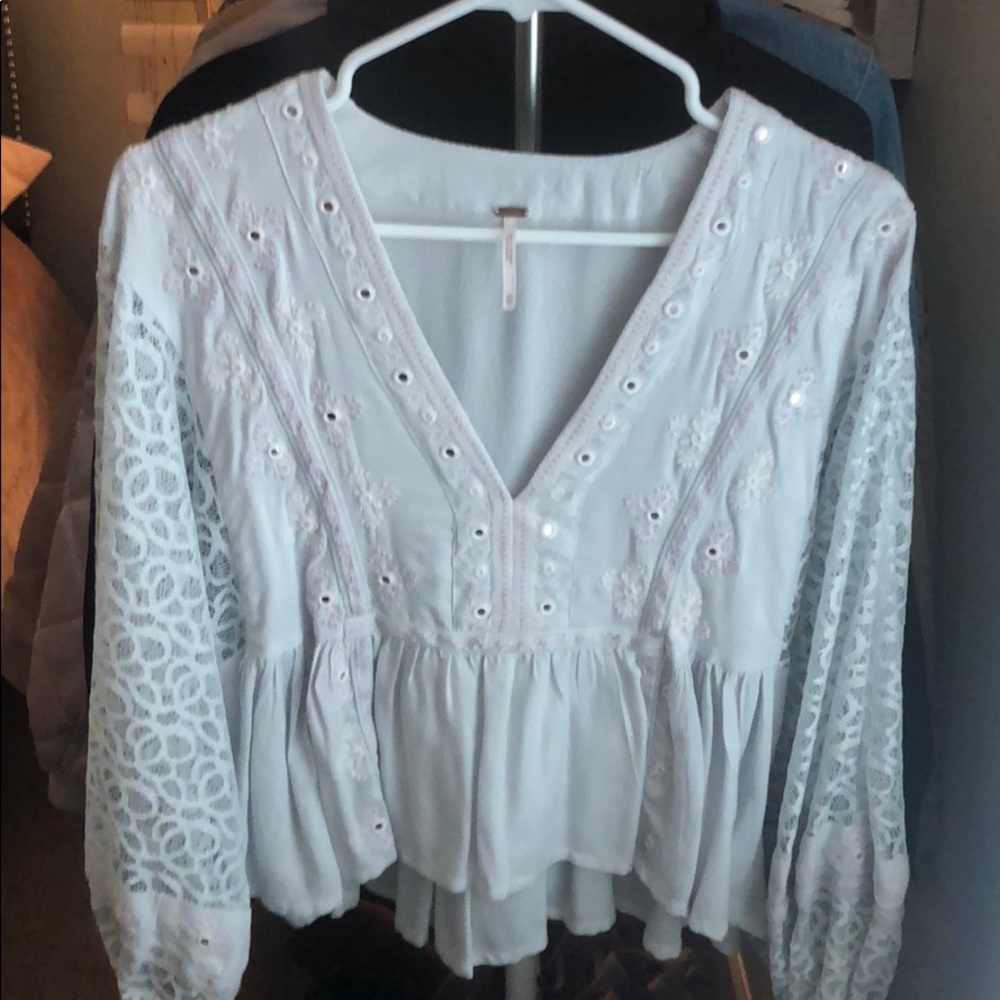 Free people light blue peasant top